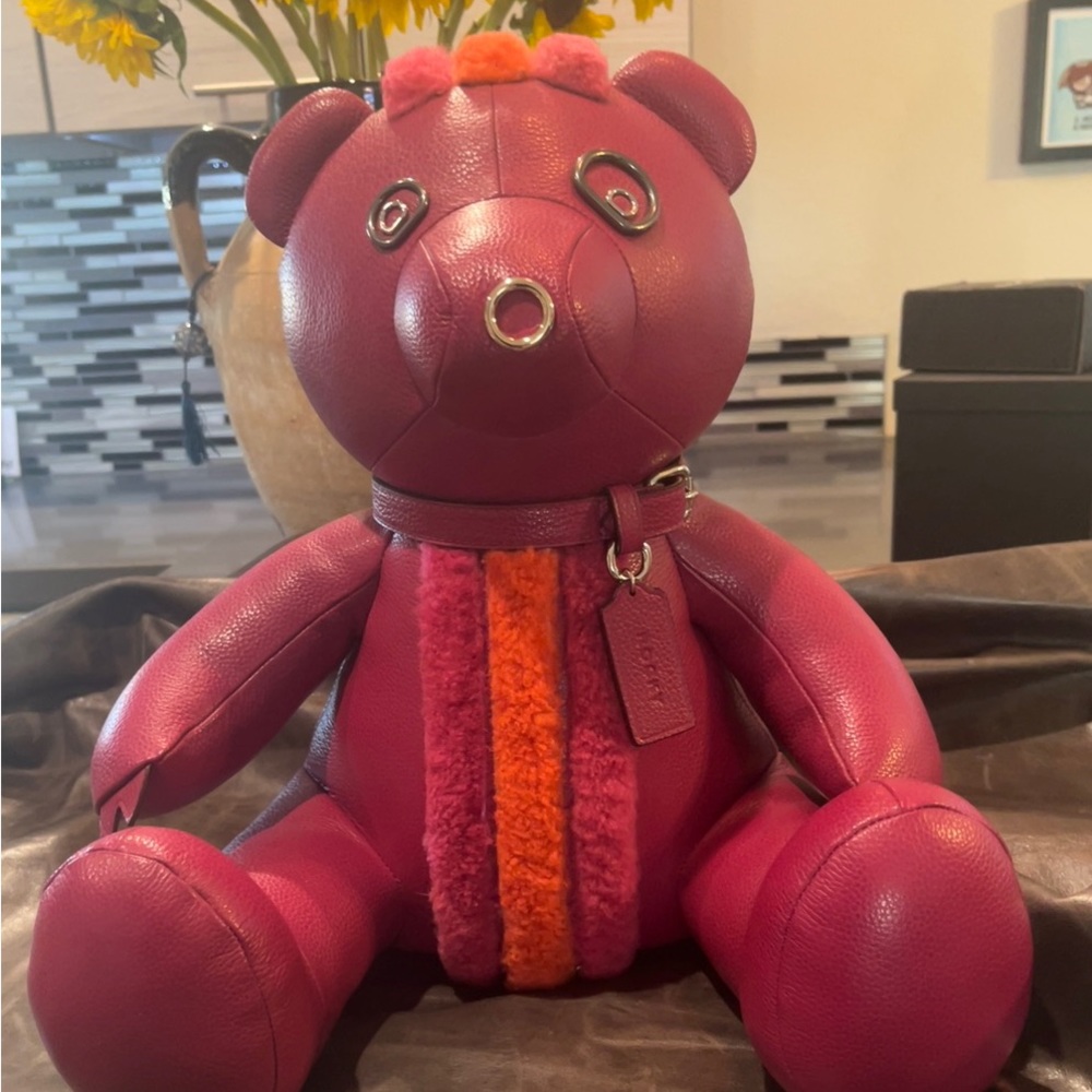 Coach limited addition pebble leather teddy bear